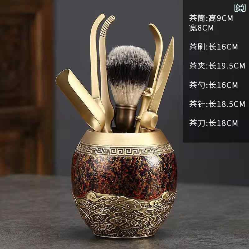 茶道具　セット　茶道 真鍮 製茶 道具 6 紳士 セット カンフー 茶器 アクセサリー ポット ペン ティー クリップ ティースプーン アート 高級