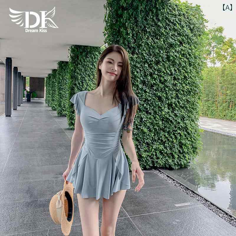レディース　水着　ワンピース DK 水着 レディース 2025 保守的な スカート スタイルは 肉を カバー し 薄手 高級 小さい 胸の 大人 温泉 水着を 披露 します