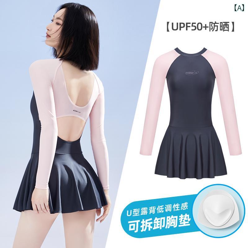 レディース　水着　ワンピース AquaPlay 長袖 ワンピース 水着 女性用 上級 ピンク プール用 日焼け防止 レディース ダイビング スーツ