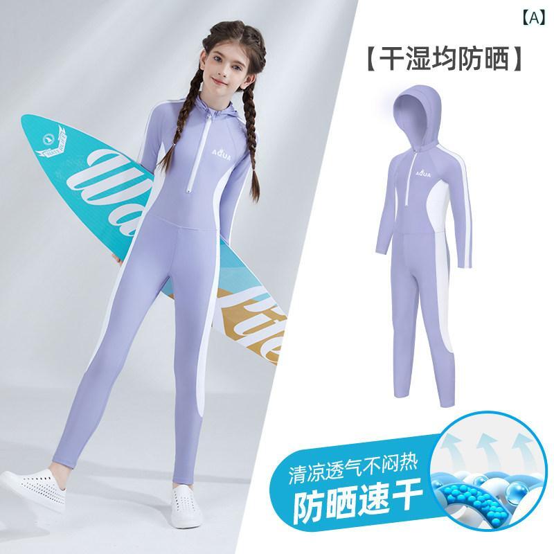 水泳着 小わっぱ用 愛くるしげ AquaPlay 御嬢さん用 水泳着 衣裳 小わっぱ用 馬鹿でかい大いさ 長袖 日焼押しとどめる クラゲ 飛び込み競技 背広 御嬢さん