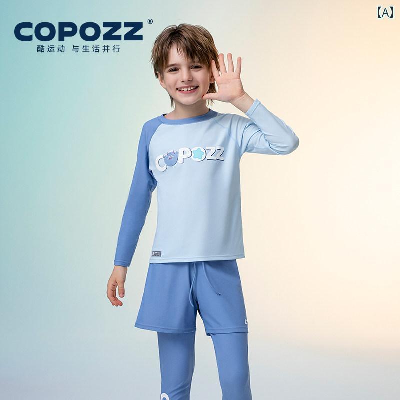 水泳着 小わっぱ用 愛くるしげ COPOZZ 小わっぱ用 水泳着 お坊っちゃん 長袖 透き間 海岸地帯 アウトドア 日焼押しとどめる お坊っちゃんと 御嬢さん用 馬鹿でかいお 子様向け