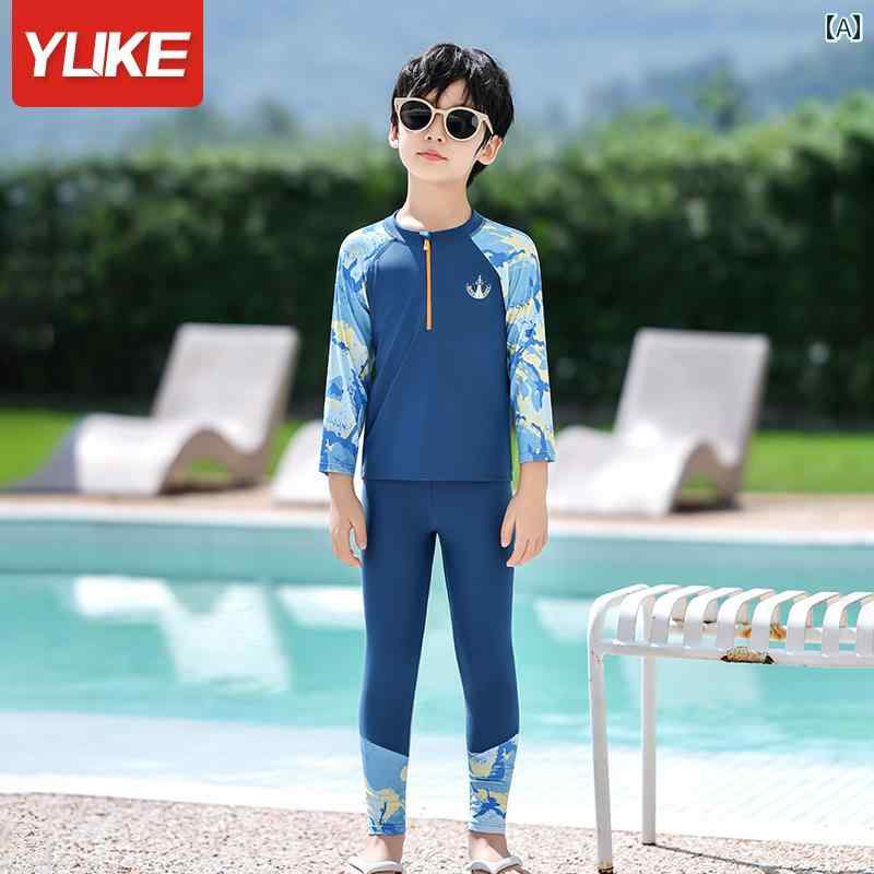 水着　子供用　かわいい 子供 水着 ボーイズ 秋冬 長袖 スプリット 暖かい ウェットスーツ M サイズ 子供用 温泉