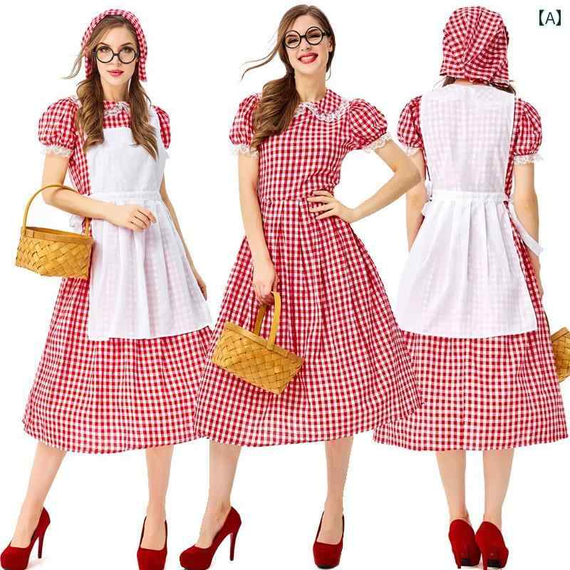 レディース　制服　スーツ の メイド 服 コック 童話 劇 民間 公演 田園 風 フランスの 荘園 農民の スカート イギリスの 家政 婦