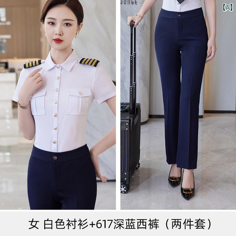 レディース　制服　スーツ 営業 所 警備 作業着 半袖 シャツ 男女兼用 ホテル イメージ ポスト コンシェルジュサービス 物件 巡回 サービス 夏 4,459円