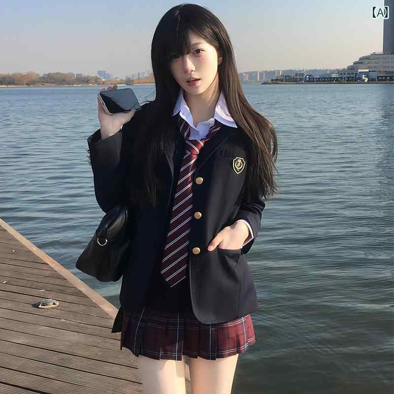 レディース 制服 スーツ の JK 制服 スーツ ジャケット 秋冬 カレッジ スタイル ブラック ウエスト 学校 供給 スカート|みやショップ店