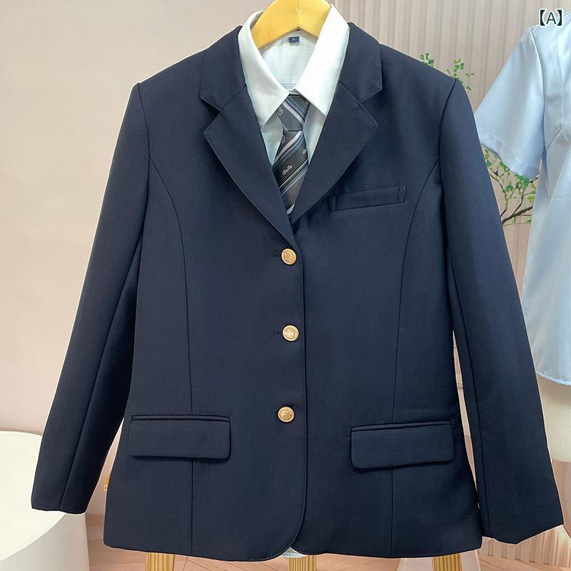 レディース　制服　スーツ ハート型 地震 スーツ 秋冬用 和風 JK 制服 ダーク ブルー 学校 用品 女子大 生 スタイル ジャケット