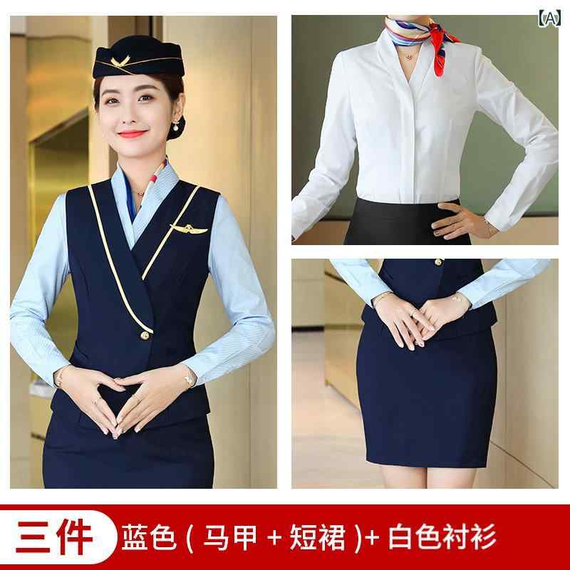 レディース　制服　スーツ 高速 鉄道 乗務 員 スチュワーデス プロ 仕様の スーツ 授業 服 学校 制服 ホテル フロント 美容師 作業着 ユニフォーム 女性用 ベスト
