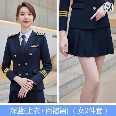 レディース　制服　スーツ 軍用 ドラムの 名誉の 衛兵の パフォーマンス スーツ 女性 スチュワーデス 客室 乗務 員 キャプテン 男性 セキュリティ コンシェルジュ 秋冬用 ユニフォーム