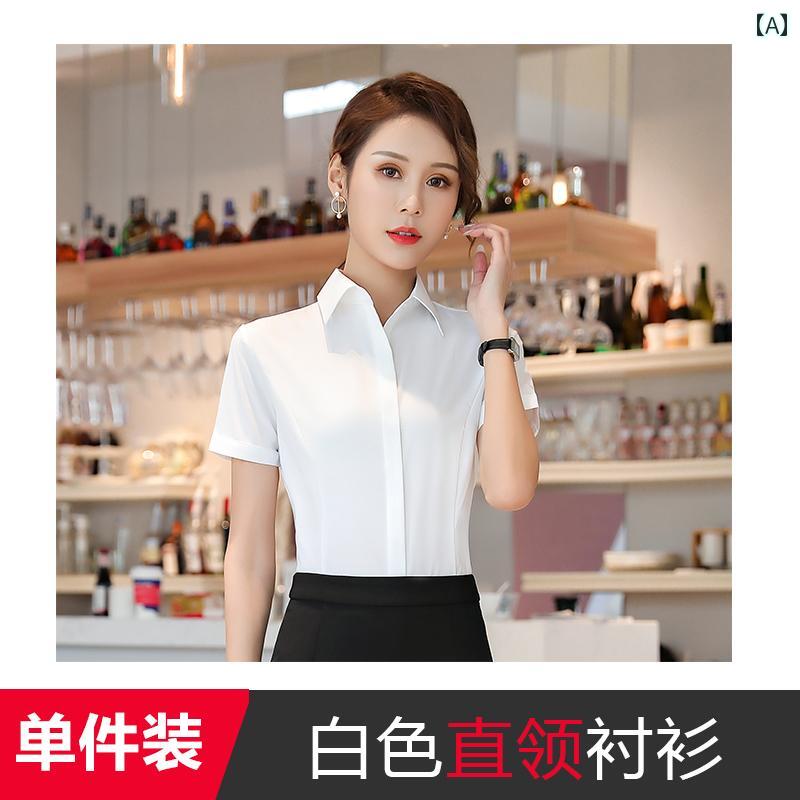 レディース　スーツ　作業服 夏の レディース プロ スーツ 薄手の 半袖 フロント デスク 作業着 女性用 シャツ 面接 フォーマルスーツ ol
