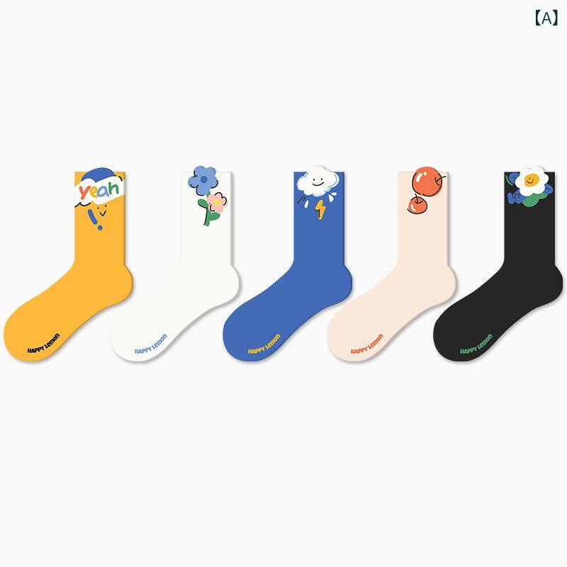 レディース ソックス シューズ 女性用 ソックス 春秋 ミドル イン アウトドア ホワイト 秋冬 ロング コットンソックス かわいい 2025 ホット スタイル