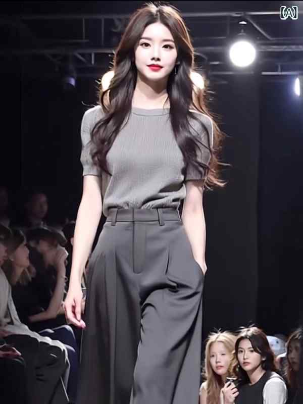 編み物 背広 レディース Luofen Fabric Story 旗 艦 店 レディース流行り物 仕掛ける 韓国 トップス 広広とした レッグ ズボン下 2025 背広