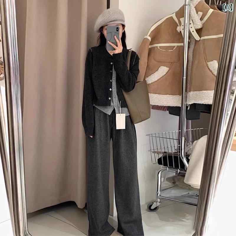スーツ ツーピース レディース 女性用 グレー ニット スーツ 2025 春 韓国 年齢を 感じさせにくい ワンピース シック カジュアル ツーピース|みやショップ店