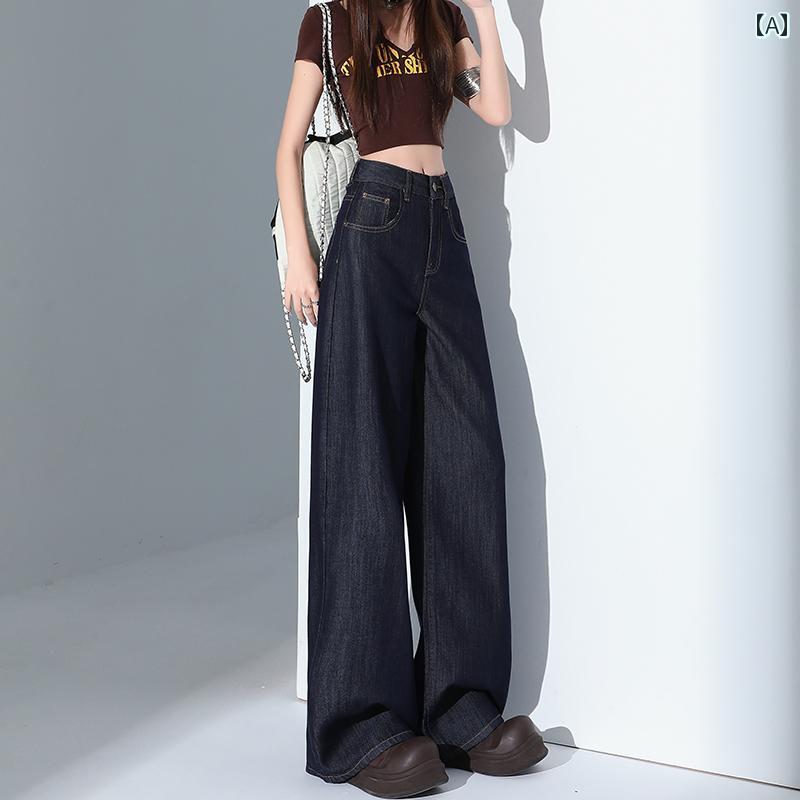 ワイドレッグ ズボン下 レディース うす暗い 青みの 引っ切り無い デニム レディース 夏 細身 2025年 ご機嫌酉の方角 スリミング 長め ゆったり 広々とした レッグ ズボン下