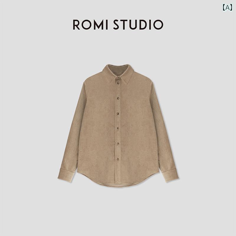 メンズ 心地よい 上衣 ROMI STUDIO アメリカン レトロ 不都合 工業 ウォッシュ コール天プルオーバー 秋冬 ユニ一発やる 朦々たる プルオーバー