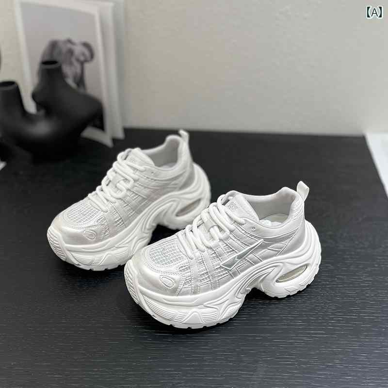 レディース　ダッド　シューズ 2025 春夏 7 cm 小さめ 厚底 メッシュ 通気性 ダッド シューズ レディース エア クッション カジュアル