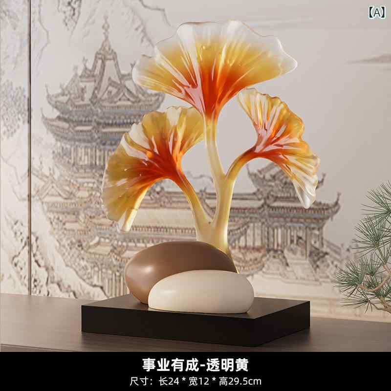 ディスプレイ　飾り　装飾品 な イチョウの葉の 芸術的な 装飾品 ハイエンド レトロ 石造りの 新築 祝いの オープニング ギフト ポーチ ディスプレイキャビネットの 装飾