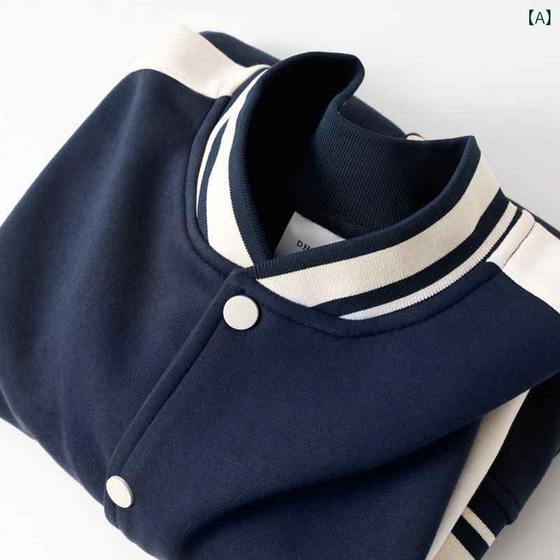 Tシャツ　ユニセックス　ワイド アメリカン レトロ ベースボール ジャケット 380グラム 重い ファッション カジュアル カップル セーター メンズ レディースの 秋