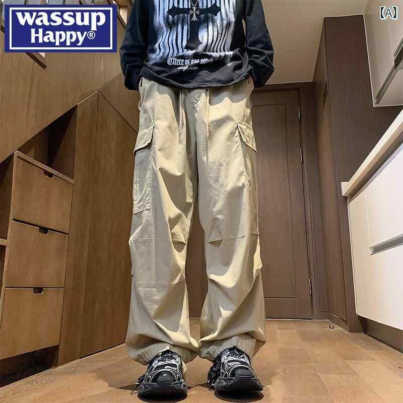 カーゴパンツ　メンズ　レディース ワ サップ ハッピー アメリカン オーバー オール メンズ 春秋 大きい ポケット 夏 薄手 速乾 ワイド レッグ カジュアル パンツ 9,224円