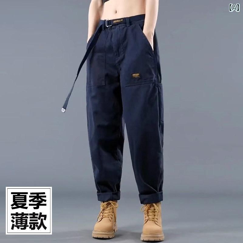 カーゴパンツ　メンズ　レディース ファッション の レディース 綿の オーバー オール 2025 夏の 薄手 男女の アウトドア ストレート カジュアル パンツ