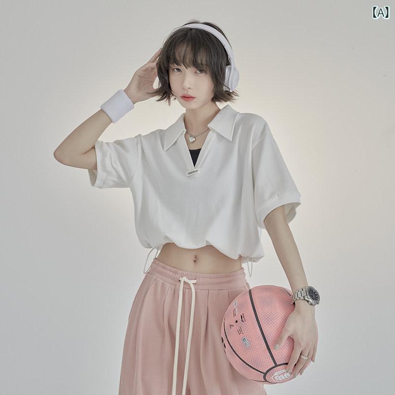 トップス　半袖　レディース 重力 博物 館 POLO 襟 半袖 Tシャツ レディース 夏 2025 トップス シャツ