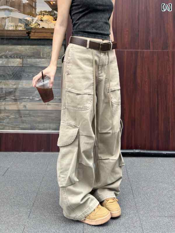 カーゴパンツ メンズ レディース XFX アメリカン レトロ マルチ 衣嚢 引っ切り無い 厚地の外套 櫂 小母さん 映写幕 填まる 広広とした レッグ ドローストリング モ ッピング ズボン下