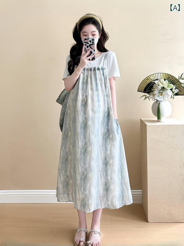 マタニティ ズボン下 レギンス 妊婦用 マタニティ 服 ～ 検出の ある 絞り 染め 如何様物 背広 マタニティドレス 夏の もの柔らか 佇まいの スコート