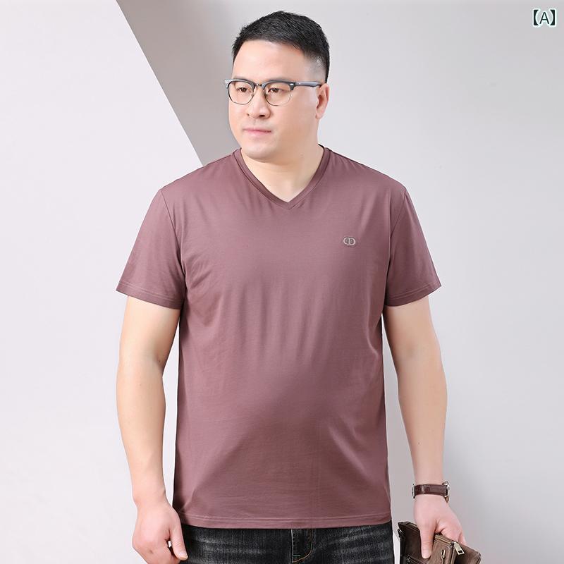 Vネック　シャツ　レディース メンズ 太めの Vネック 半袖 Tシャツ 大きめ サイズ モダール ハート型 ネックの スウェットシャツ 大きいサイズ ゆったり 薄手