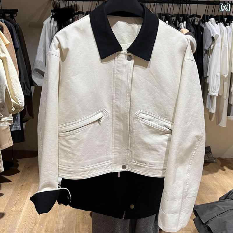 レディース　コート　ジャケット 韓国 ジャケット ショート レディース 2025 春 小さい カジュアル スプライシング ジッパー ワークウェア トップ