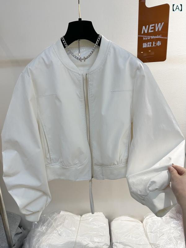 レディース 厚地の外套 上衣 飛び切り 商いもの 春 分かりやすい ラウンド素っ首 ベイスボール 上衣 小さめ ゆったり 遊撃手 成人女性用