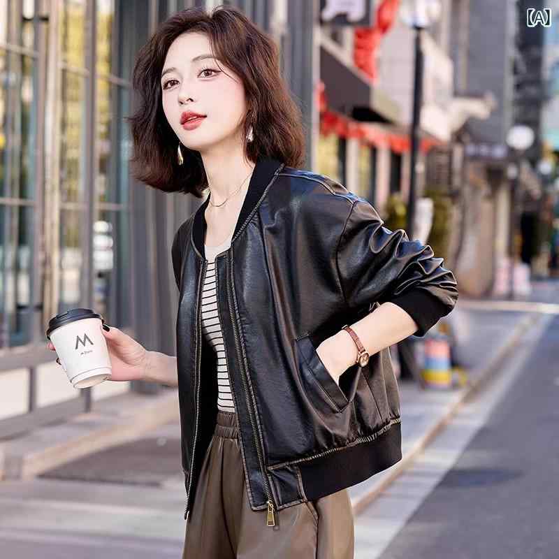 レディース コート ジャケット Haining レザージャケット レディース 2025 春秋 ハイエンド ショート コート トップス|みやショップ店