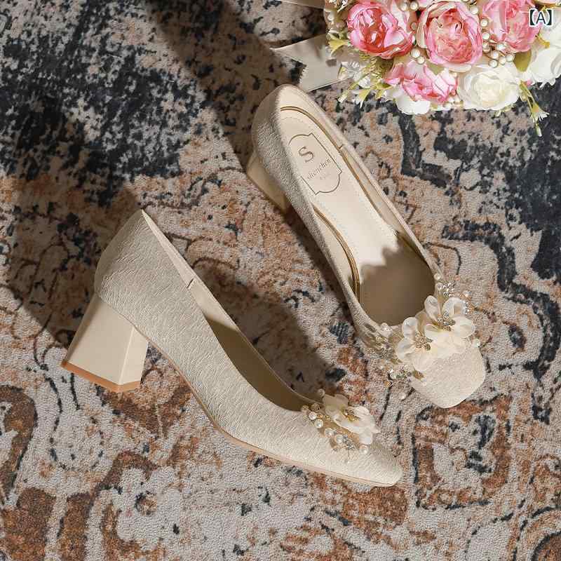 ハイヒール シューズ レディース 女性用 厚底 ハイヒール 秀和 ウェディングドレス 両用 履き 心地 足が 疲れにくい ブライダル シューズ 2024年 フレンチスタイル 毎日 履ける シングル