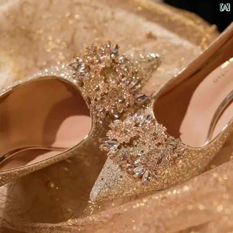 ハイヒール シューズ レディース 御芽出度シューズ Xiuhe 御芽出度お召しもの 双方向 水晶 シューズ 御芽出度 御前上等 三鞭酒 ハイヒール 足が 疲れにくい 生産ライン石ころ