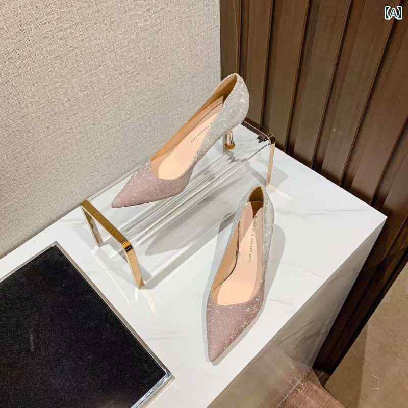 ハイヒール シューズ レディース お上さん用 御芽出度シューズ 御芽出度 シューズ 2025年 新型 バン毛布 結晶 尖った つま先 スティレット お嫁さん 介 添 人 18歳 ハイヒール