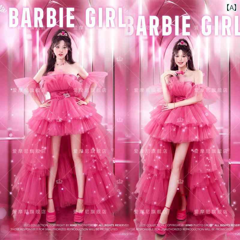 ドレス パーティー レディース スタジオの プリンセス ドレス ピンクの ドーパミン ガール バービー 誕生日 チューブ トップ ウェディングドレス ティアードスカート 年次 会議|みやショップ店