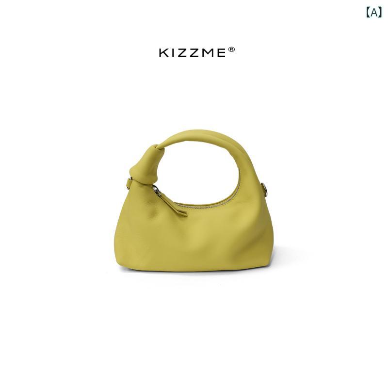バッグ　収納　梱包 KIZZME シープスキン 三日月型 ランチ ボックス バッグ ハンドバッグ クロス ボディ 革 レディースバッグ｜みやショップ店