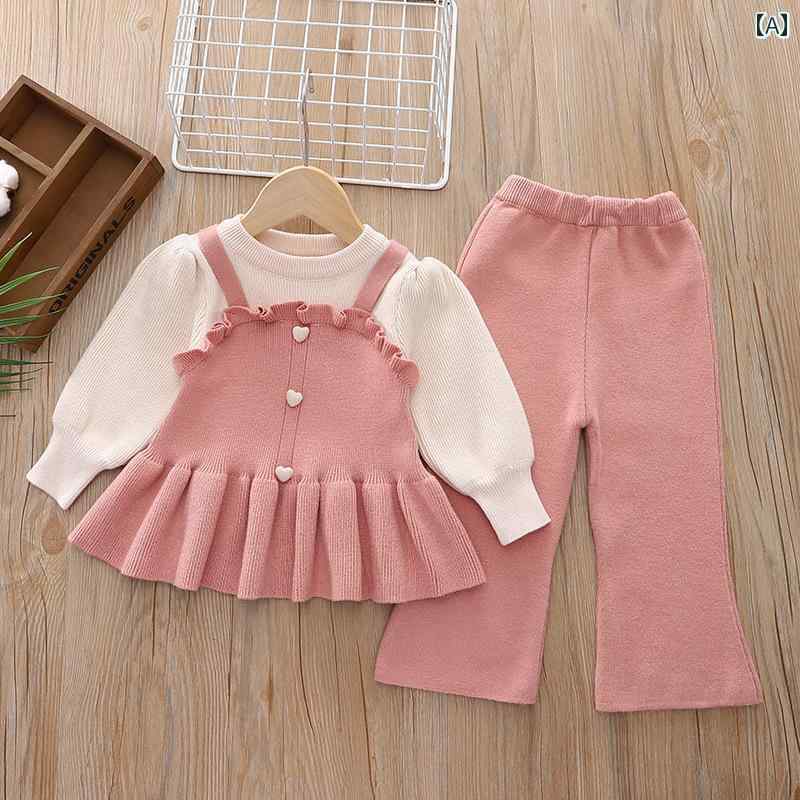 子供服　ニット　セーター ベビー 服 秋冬 セーターと ズボン 78ヶ月 910ヶ月 12歳の 女児の おしゃれな スーツ
