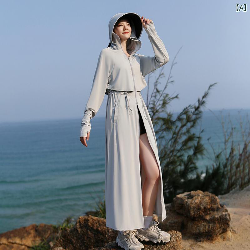 パーカー　薄手　カジュアル 女性用 ロング 日焼け防止 服 2025夏 ウエスト 紫外線 防止 冷感 全身 軽量 通気性