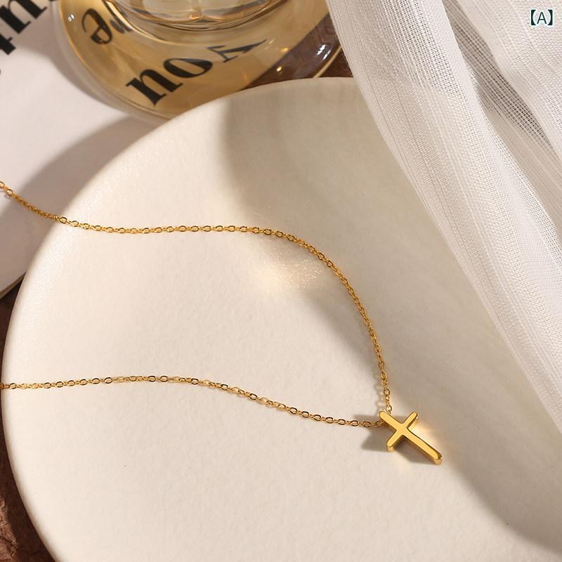 ネックレス　十字架　クロス 2025 バレンタイン デーの 彼女への プレゼント 18 K ローズゴールド 小さい クロス ネックレス 女性用 スター リング シルバー 999