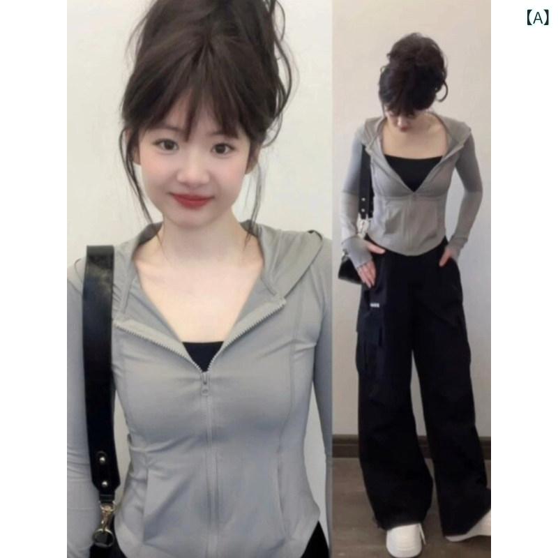 パーカー　薄手　カジュアル スリム 日焼け防止 服 女性用 夏 2025 小さい サイズ UV 保護 スーツ 冷感 ジャケット 登山 トップ