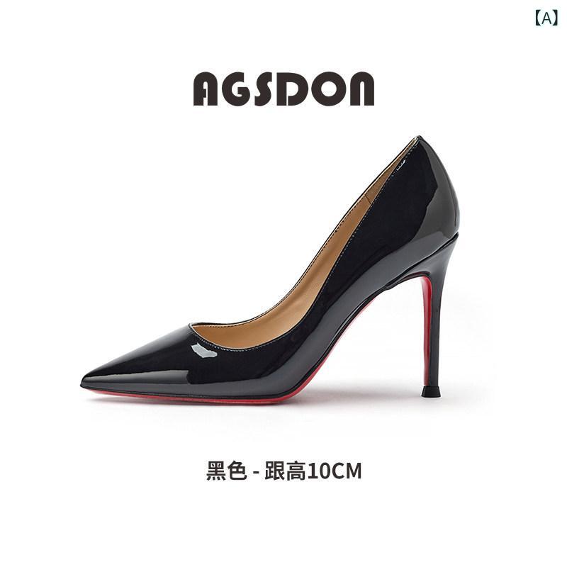 レディース　ヒール　シューズ 女性用 レッド ボトム ハイヒール 2025 春夏 ブラック ポインテッド スティレット セクシーで 疲れにくい プロ 仕様の 靴｜みやショップ店 7,764円
