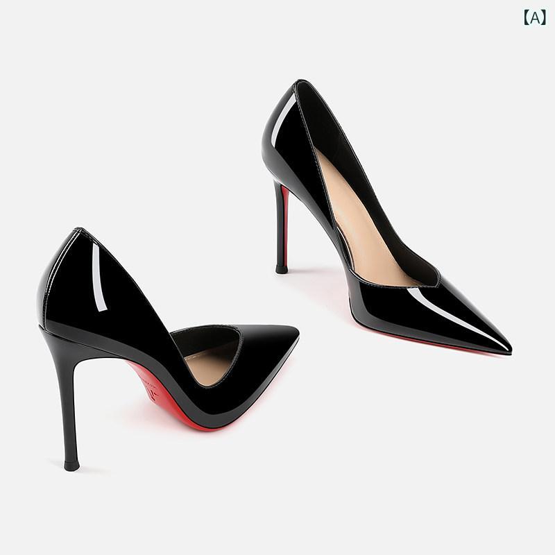 レディース　ヒール　シューズ DAVNA ` LN ヌード ハイヒール レディース スティレット ヒール レッド ボトム 尖った つま先 セクシー ブラック プロ シングル シューズ 秋