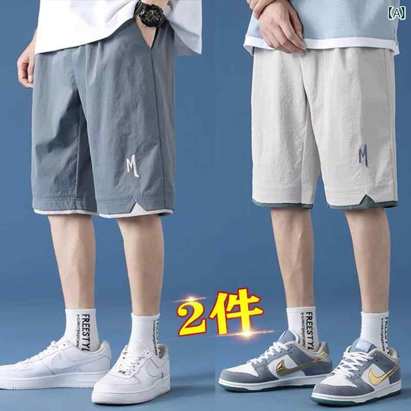 メンズ　ハーフパンツ　スポーツ 好まれる ショート パンツ メンズ 夏 薄手 通気性 スポーツ スリム 刺繍 カジュアル 男性
