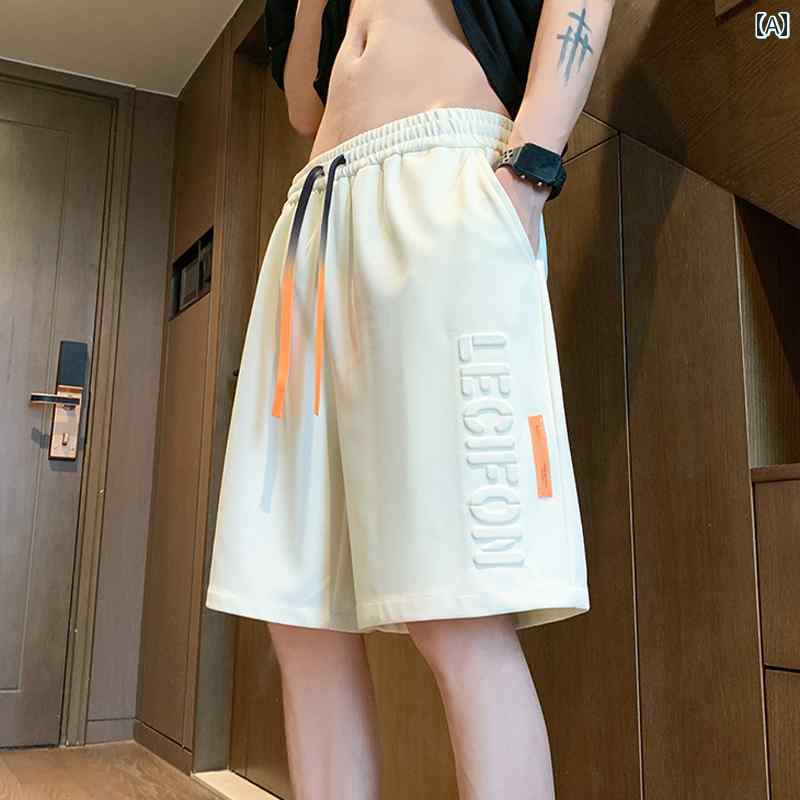 メンズ　ハーフパンツ　スポーツ 冷感 通気性 ショーツ メンズ 夏な 文字 エンボス 加工 5 ポイント カジュアル パンツ スポーツ