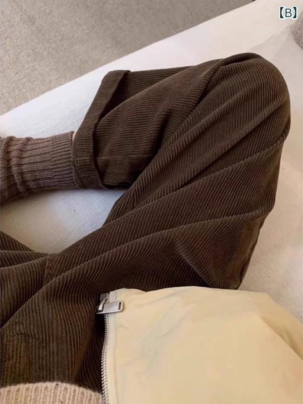 パンツ　スウェット　妊婦 妊婦 ワイド レッグ パンツ 春秋 コーデュロイ 小さい サイズ 秋冬 裏起毛 スリム 9 ポイント カジュアルおばあちゃん
