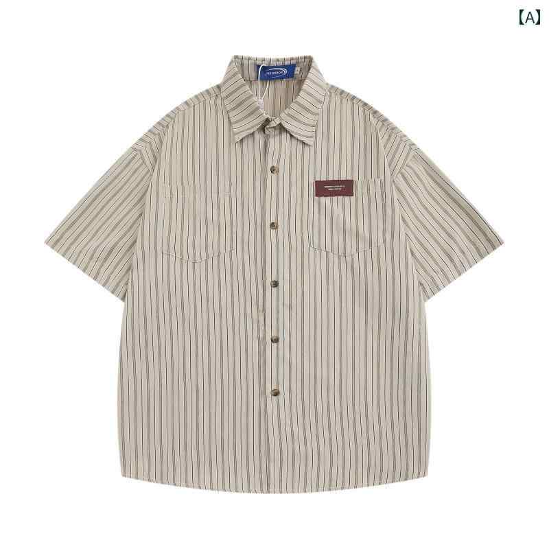 Yシャツ　無地　シンプル Ja 1は 夜更かし しません。 レトロ ストライプシャツ レディース 長袖 若 見え ユニセックス ゆったり トップス メンズ