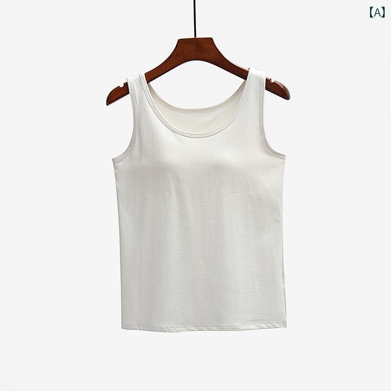 タンクトップ レディース ノースリーブ パッド入り カップ 付き 女性用 綿 ベスト ワンピース ブラ インナー用 大きいサイズ カジュアル 下着 ボトムス キャミソール