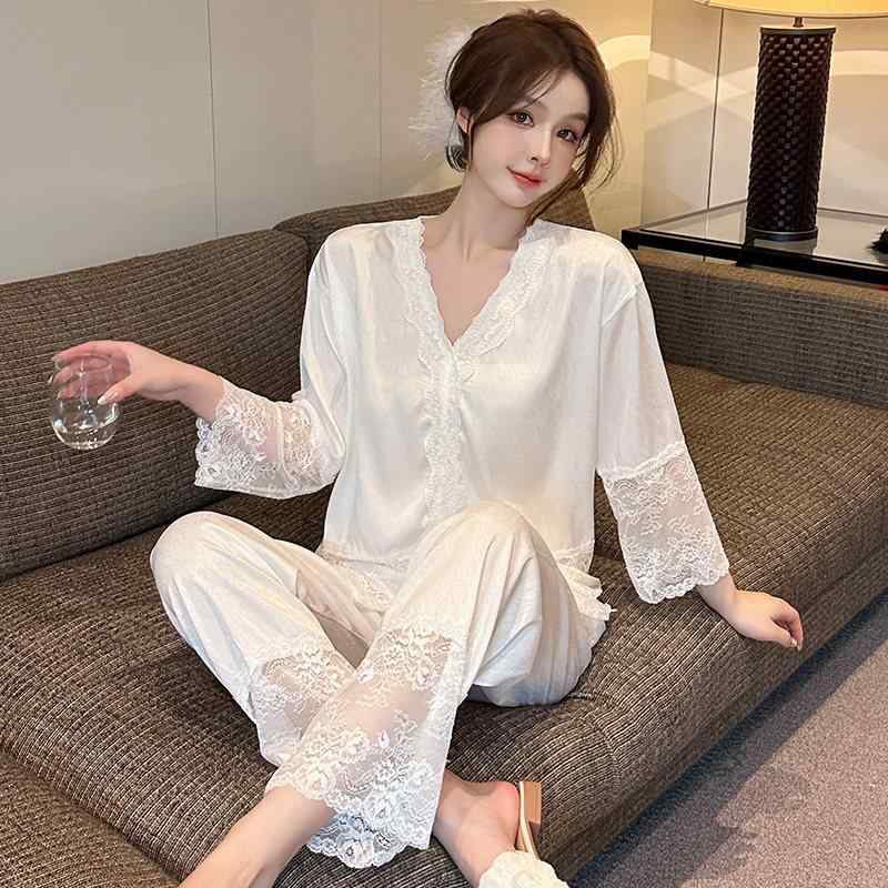 レディース ルームウェア 春夏秋 薄手 接触冷感 セクシー 長袖 大きめサイズ 高級感 外出着 ホームウェア 寝間着 部屋着 綿混素材 伸縮性 カジュアルスタイル