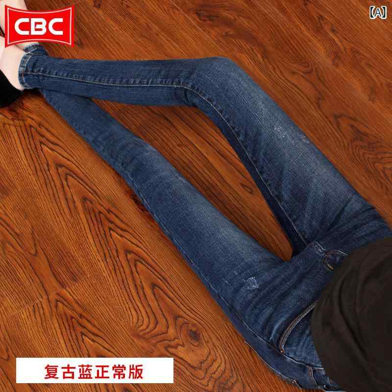 ボトムス レディース スリム CBC レトロ ブルー ペンシル ジーンズ レディース タイト 2025 春 スタイル スリム ハイウエスト スリムフィット タイトパンツ