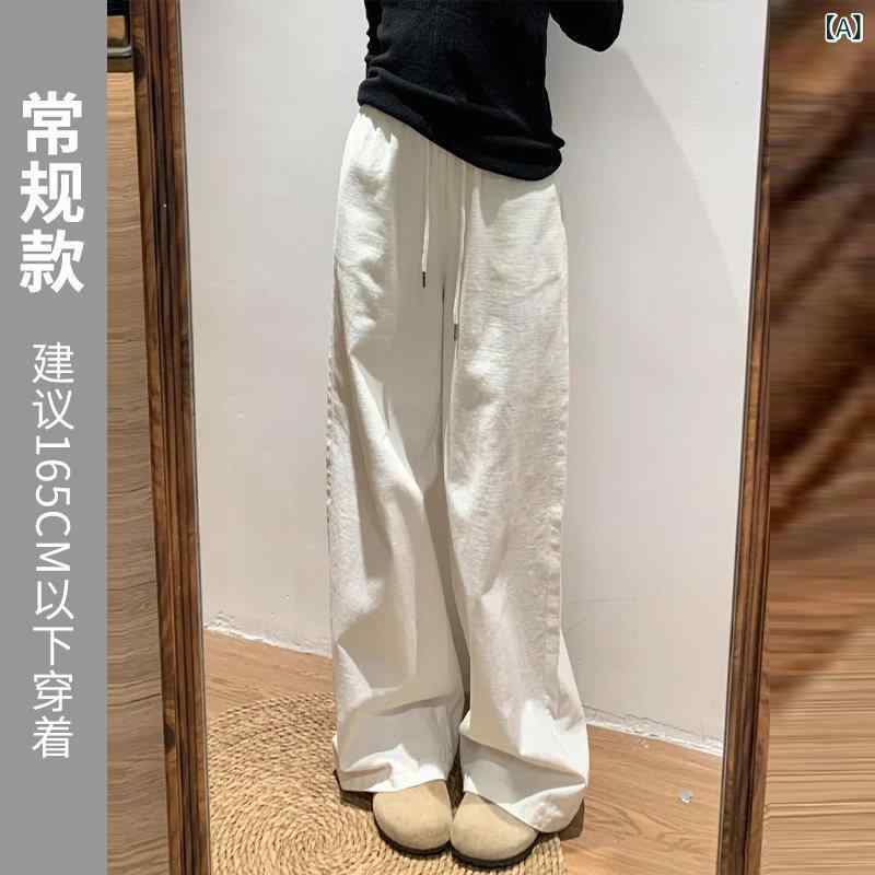 レディース ズボン下 広々とした レディース 白いこと 広々とした レッグ デニム 2025 春夏 引っ切り無い か細い 綿織物リネン モ ッピング 心地好い ズボン下