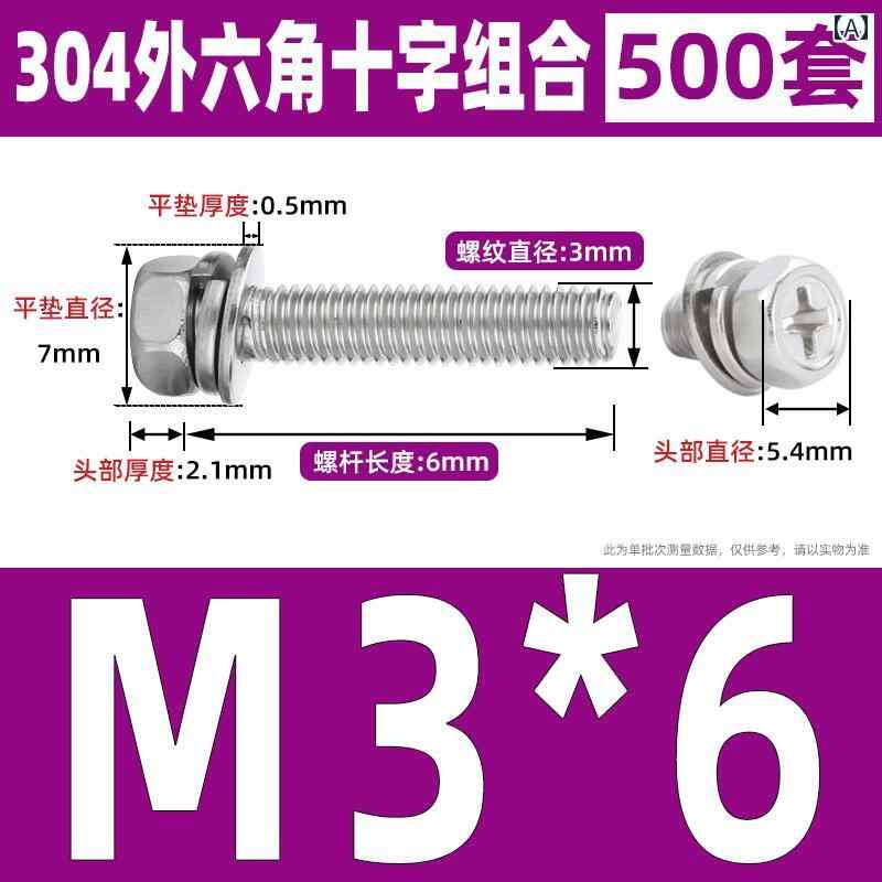 ネジ　ボルト　釘 304 ステンレス クロス スロット 六角 3 コンビ ネーション スクリュー 平 座 金 付き 埋め込み ボルト M 4 5 6 8｜みやショップ店 143,397円